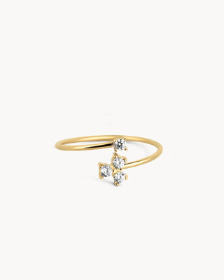Anillo Floreciendo dorado con zircones, vista de producto, waterproof de Pialü