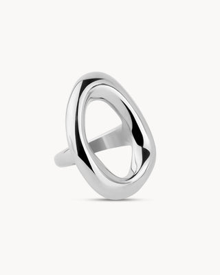 Anillo aro plateado de forma orgánica libre, resistente al agua y sudor, joya waterproof de Pialü