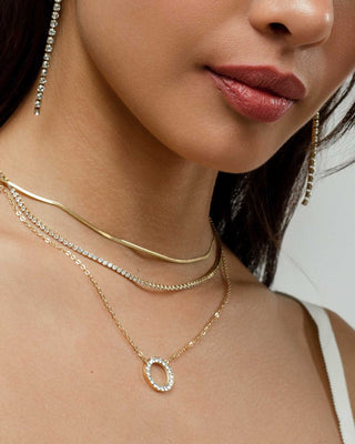 Set collares dorados Old Money cadena herringbone y tenis de piedras, joyas waterproof de Pialü