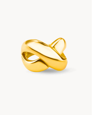 Anillo dorado forma de nudo infinito volumétrico, waterproof de Pialü