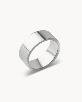 Anillo plateado liso grueso y brillante, joya minimalista waterproof de Pialü