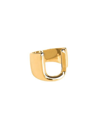 Anillo ajustable dorado con inicial en acero inoxidable, waterproof Pialü