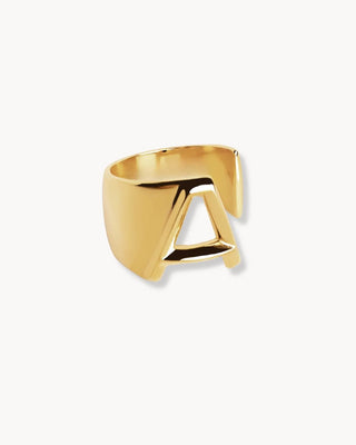 Anillo Worthy dorado con inicial personalizada, joya waterproof de Pialü