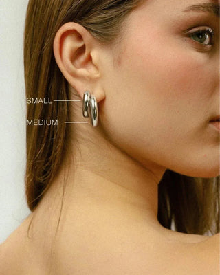 Aretes VIP plateados gruesos redondos, lateral, acero inoxidable waterproof Pialü