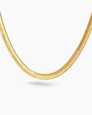 Cadena serpiente plana dorada ancha de 0.5 cm brillante, joya waterproof de Pialü