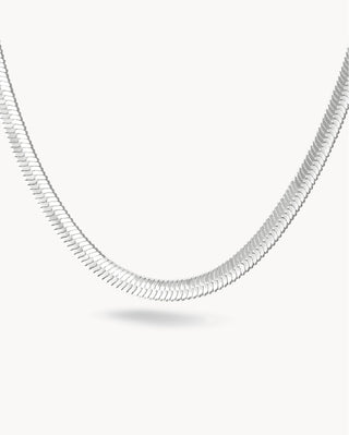Collar cadena serpiente plana plateada de 0.5 cm de grosor, joya waterproof de Pialü