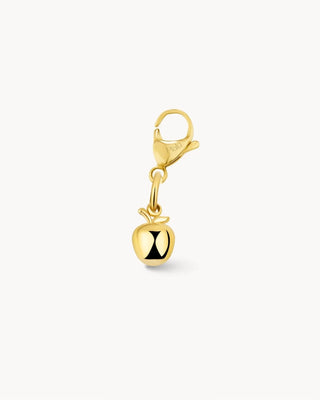 Charm dorado en forma de manzana lisa con cierre mosquetón en acero inoxidable, joya waterproof de Pialü