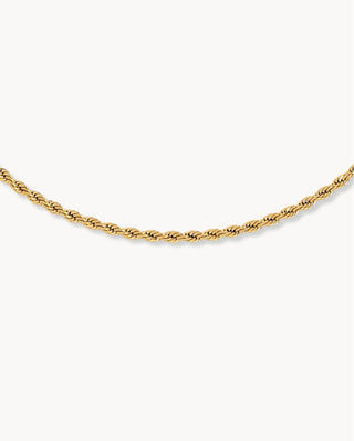 Collar de cadena trenzada dorada tipo rope, textura en relieve brillante, waterproof de Pialü