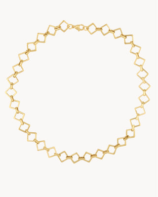 Collar choker dorado de eslabones romboidales en relieve, estilo edgy, waterproof de Pialü