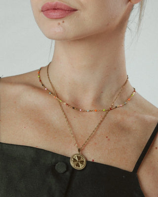 Collar de la Suerte dorado cadena trenzada dije trébol, waterproof Pialü