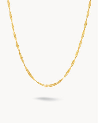 Collar dorado cadena enroscada fina tipo twisted, waterproof de Pialü