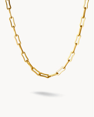 Collar dorado de eslabones rectangulares largos y robustos, waterproof de Pialü