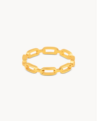 Anillo dorado de eslabones rectangulares enlazados, joya waterproof de Pialü