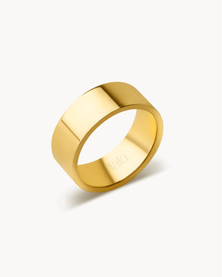 Anillo grueso dorado de banda ancha liso y brillante, joya waterproof de Pialü