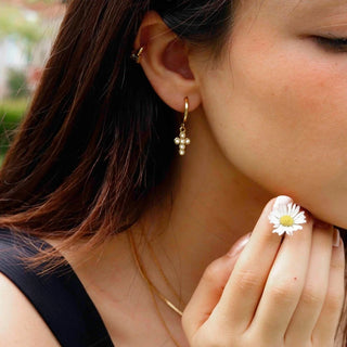 Aretes Genova con cruz de cristales - pialu