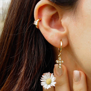 Aretes Genova con cruz de cristales - pialu
