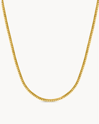 Collar cadena fancy fina dorada de eslabones trenzados apretados, waterproof Pialü