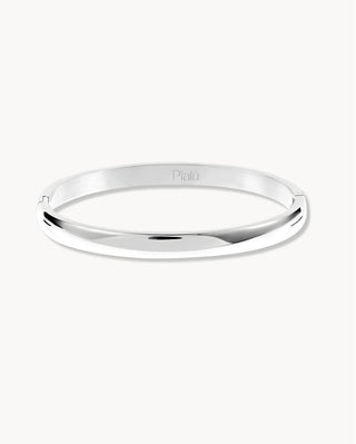 Pulsera rígida bangle plateada lisa con grabado Pialü, joya waterproof de Pialü