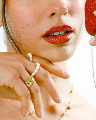 Anillo La mer de perlas naturales ajustable