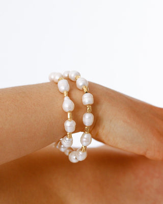 Medio collar y pulsera adaptable en perlas gigantes Versailles