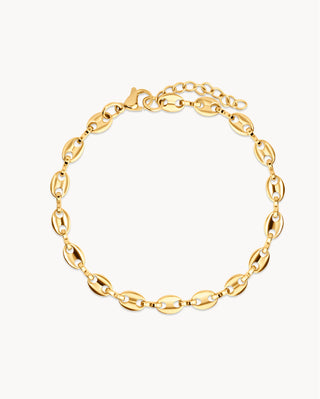 Pulsera de eslabones marineros ovalados en dorado, joya waterproof de Pialü