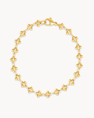 Pulsera dorada cadena flores cuatro pétalos con cierre, waterproof de Pialü
