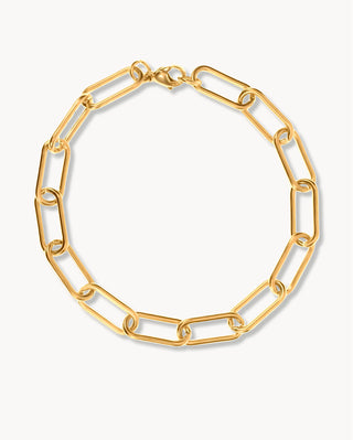 Pulsera de cadena eslabón oval grande en dorado brillante, waterproof de Pialü