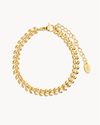 Pulsera de cadena con eslabones en forma de hoja dorados, joya waterproof de Pialü