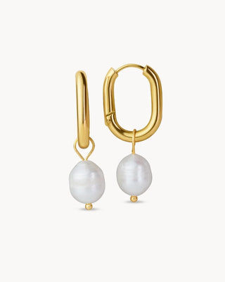 Klara Hoops doradas perla barroca desmontable vista lateral waterproof de Pialü