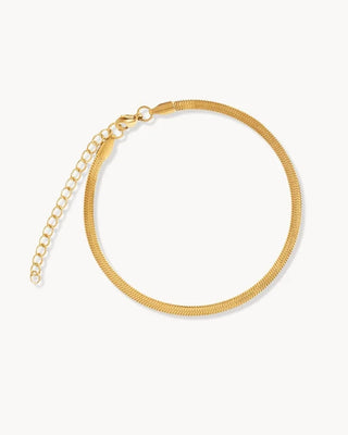 Tobillera de cadena serpiente plana en dorado con alargador, joya waterproof de Pialü