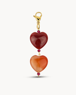Charm mis corazones arden en piedra agata rojo