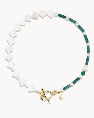 Collar Suertuda en perla madre y malaquita