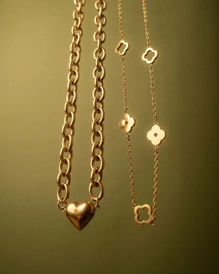 Collar Cadena Corazón Puffy