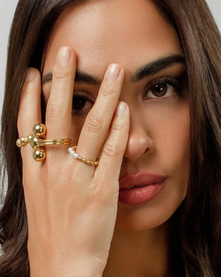 Anillo dorado Baikal, vista superior perlas acrílicas, waterproof de Pialü