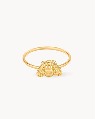 Anillo fino dorado con figura de abeja en relieve, joya waterproof de Pialü