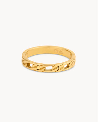 Anillo dorado con textura de cadena figaro en relieve, waterproof de Pialü