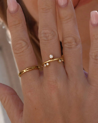 Anillo dorado delicado Noul con eslabones, ángulo superior, Pialü