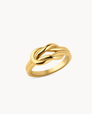 Anillo dorado en forma de nudo marinero pulido, joya waterproof de Pialü