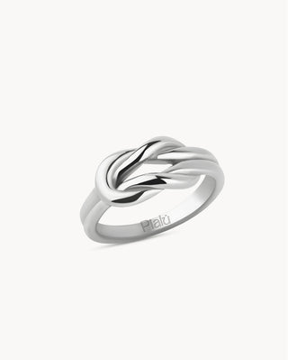 Anillo plateado en forma de nudo marinero pulido, joya waterproof de Pialü