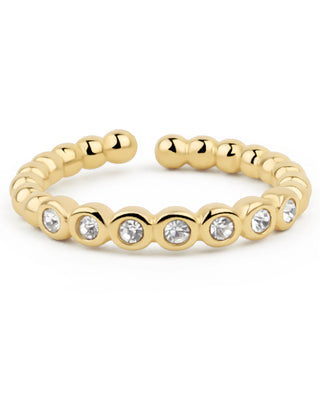 Anillo tennis dorado ajustable con zircones blancos engastados, joya waterproof de Pialü