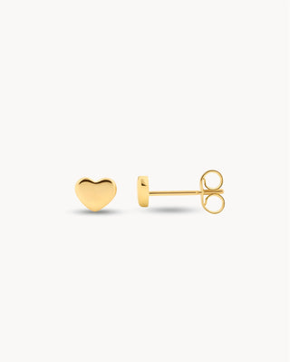 Aretes stud corazón dorado liso pequeños y delicados, joya waterproof de Pialü