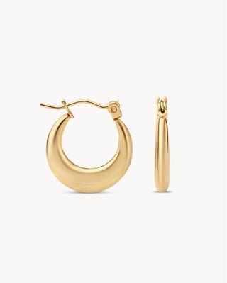 Argollas mini doradas lisas y brillantes de 1,8cm, joya waterproof de Pialü