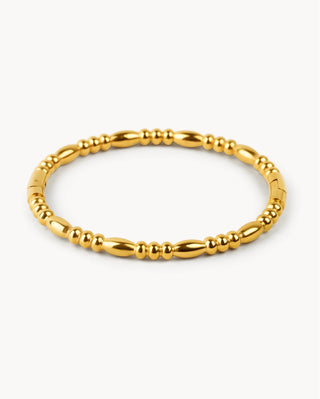 Brazalete rígido dorado con bolitas redondas y perlas ovaladas alternadas, joya waterproof de Pialü