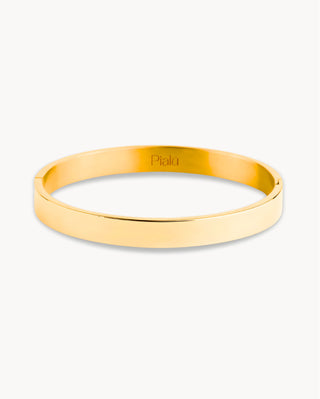 Brazalete dorado liso ancho plano con cierre click waterproof de Pialü