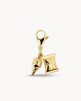 Charm dorado con figuras de helado y snack colgantes, joya divertida waterproof Pialü