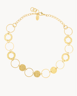 Collar choker dorado con círculos martillados alternados en acero inoxidable, joya waterproof de Pialü