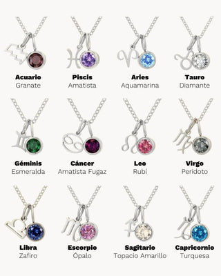 Collar con piedra de nacimiento silver