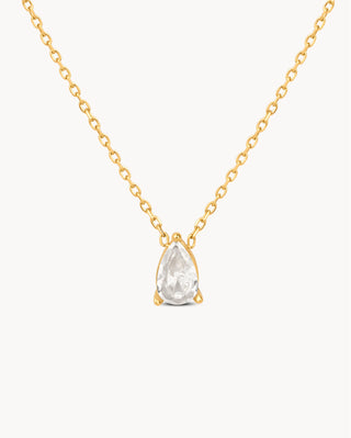 Collar dorado solitario con zircón en corte de gota pera brillante, waterproof de Pialü