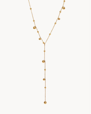 Collar dorado estilo sautoir con cadena de eslabones florales brillantes, joya waterproof Pialü