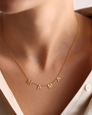 Collar mamá dorado letras en acero inoxidable waterproof, regalo de Pialü